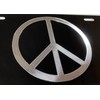 Engraved Peace Sign Car Tag Diamond Etched Silver on Black