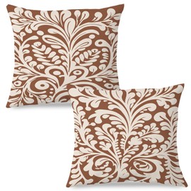 SPBL&L Modern Mexican Talavera Tiles Decorative Pillow Covers 22x22, Mexican Decor for Home, Talavera Decor, Mexican Gifts for Women, Mexican Terracotta Beige Floral Throw Pillow Covers, Set of 2