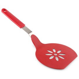 Homi Styles Jumbo Nylon Kitchen Spatula | Wide Non-Stick Slotted Blade with Floral Cut-Out Design - Great for Pancake Flipper, and Egg Turner | Premium Kitchen Supplies | 15 x 6.5 Inches ( red )