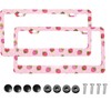 KiuLoam 2 Pcs Set Cute Strawberry Pink Metal License Plate