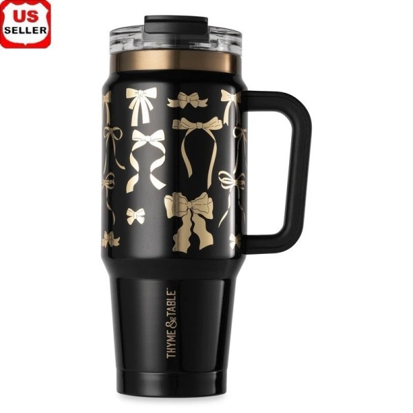 Unbranded Stainless Steel Insulated Tumbler W/ Handle Dual Straw Lid