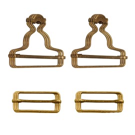 Trimming Shop 40mm Metal Dungaree Buckles with Rectangle Slider Fasteners for Braces, Hand Bags, Jackets, Kids Overalls, DIY Clothing, Pinafore Dresses, Bronze, 2pcs