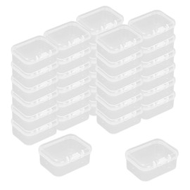 WYAN 32 Pcs Mini Container Boxes, Square Empty Mini Clear Plastic Organizer Storage Box Containers with Hinged Lids for Collecting Small Items, Beads, Jewelry, Game Pieces, Crafts (45 * 34 * 20mm)