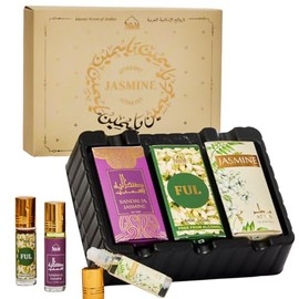 Jasmine Attar Set by Dukhni | 3 x 6ml Roll on Perfume Oil | Islamic Gifts | Luxurious Jasmine Attar Oil roll on| Floral Perfume oil for Men & Women |Travel-Size, Long Lasting Mini Rollerball Perfume