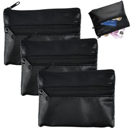 WEFHEF Schlüsseletui Leder Schlüsseltasche Leder Kunstleder Schwarz für Damen und Herren Auto-Schlüsseletui mit Reißverschluss