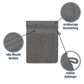 Merana Rome Wash Cloth Set, Absorbent, Soft and Lint-Free, Terry Wash Mitts in Luxury Quality, Heavy Cotton 590 GSM (Shark Grey, 4 x Wash Mitt (15 x 20 cm)