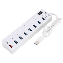 USB3.0 7 High Speed Hub USB Fast Charging Interface ABS Computer Accessory White