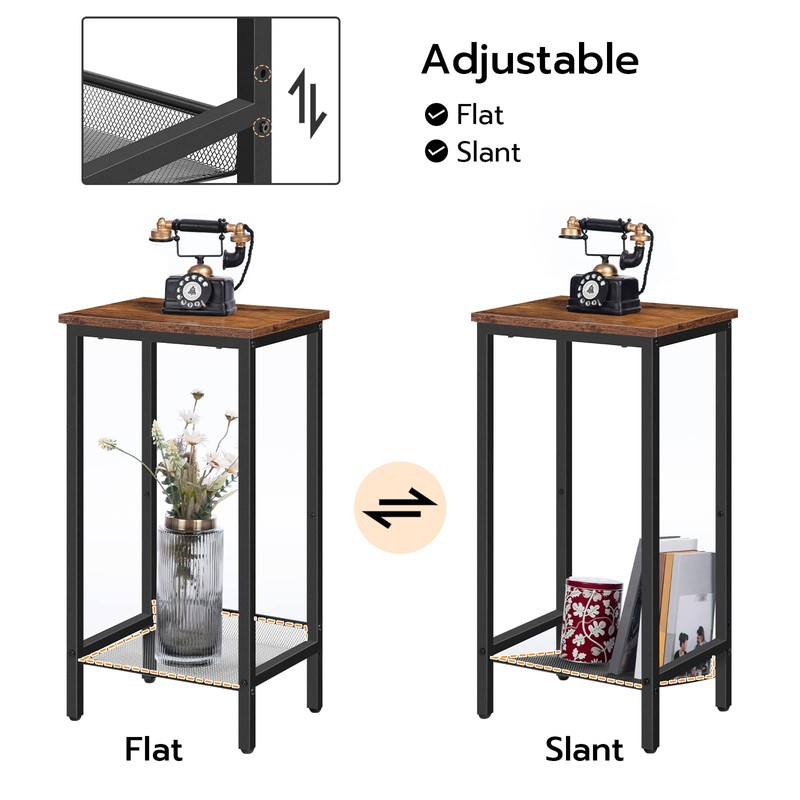 HOOBRO Tall Side Table, Industrial End Telephone Table with Adjustable
