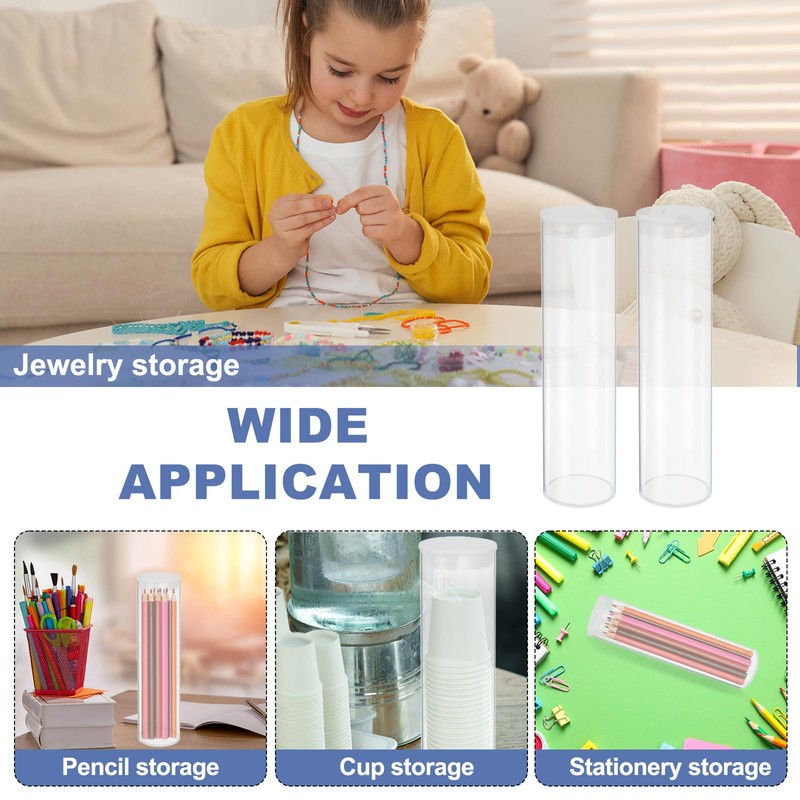 sourcing map Transparent Plastic Storage Tubes, 2" x 8"(50x200mm) Polycarbonate