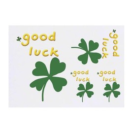 4 x 'Good Luck Four Leaf Clover' Temporary Tattoos - Water Resistant, Skin-Safe, Non-Toxic Transfers, Mixed Sizes (TO00083222)