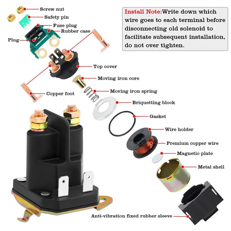 192507 Starter Solenoid Relay for Riding Lawn Mower, 12V Relay