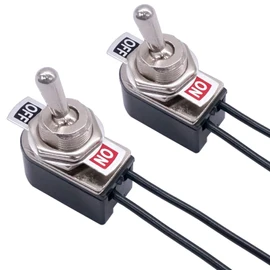 Taiss KNS-1 Locking Toggle Switch SPST 2 Position On/Off 6A 125V AC 10A 12V DC Random 5.2 Inch Connection Cable Rocker Arm Switch Pack of 2