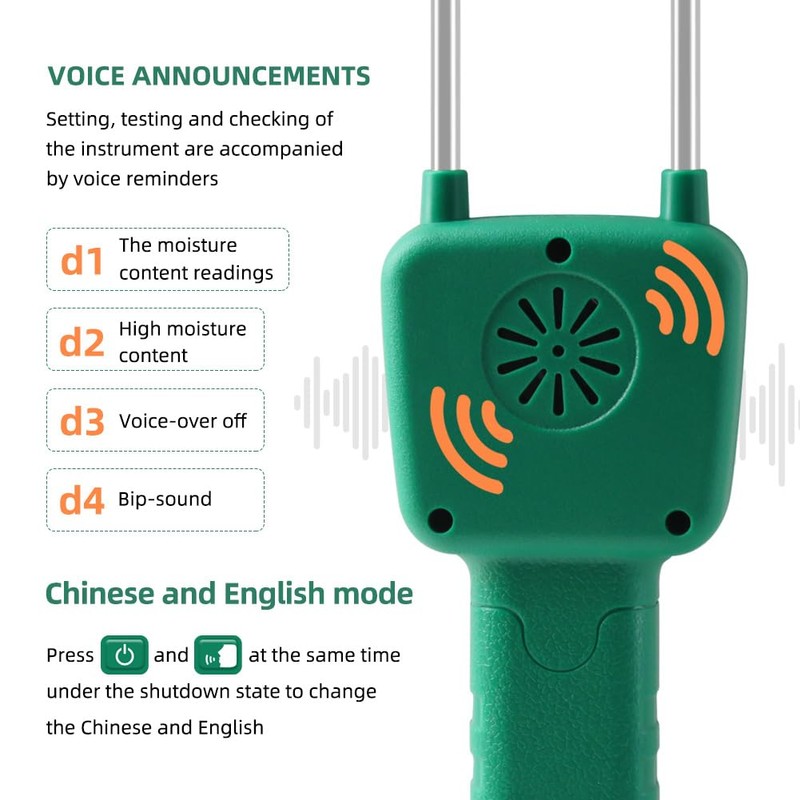 Portable Hay Moisture Meter, LCD Digital Tool Moisture Meter, Wheat