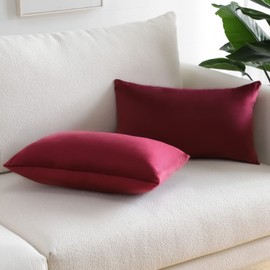 Sungeek Set of 2 Velvet Cushion Covers, Decorative Cushion Covers, Soft Cushion Cover, Decorative Cushion, Sofa Cushion, Couch Cushion, Decorative Cover for Sofa, Bedroom, Living Room (30 x 50 cm, Red