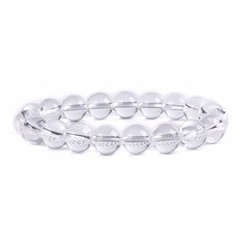 Natural Clear Quartz Gemstone 10mm Round Beads Stretch Bracelet 7" Unisex