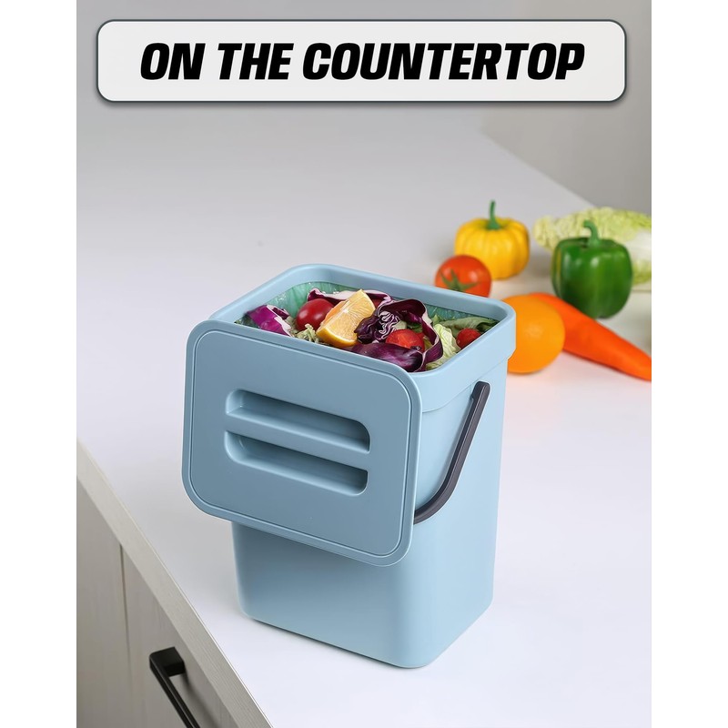 MONGTINGLU 1.3 Gallon Small Trash Can with Lid - Countertop