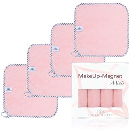 FACES OF FEY Make-Up Magnet – Microfibre Make-Up Removal Wipes – Reusable Face Cleansing Wipes – Make-Up Remover Cloth Washable and Reusable – Pack of 4 25 x 25 cm