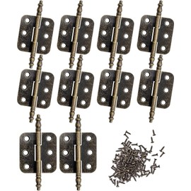 ZYEKIU 10 Pcs Retro Door Hinges Folding Butt Hinges Cupboard Hinges with 60 Antique Hinge Screws for Home Furniture Hardware Cabinet Closet Door Drawer Wood Box