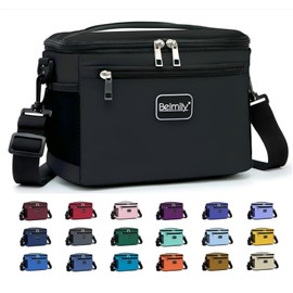 BEIMILY Lunch Box for Men/Women, Small Insulated Lunch Bag, Leak-Proof Soft Cooler Tote Bag, Reusable LunchBox for Work, Travel, Fitness, Picnic with Adjustable Shoulder Strap for Adults (Black)