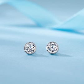 SNORSO Sterling Silver Cubic Zirconia Stud Earrings, Round Cut CZ 3mm Stud Earrings, Hypoallergenic Small Cartilage Tragus Earrings