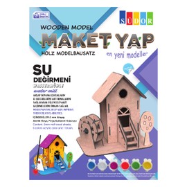 Wooden Water Mill Model Kit for Painting with Paints and Brush. MDF Wooden Puzzle Model Making 3D Mill Wooden Kit for Children