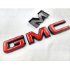 Auto Front Only GMC Gloss Black Red OVERLAY Emblem Badge