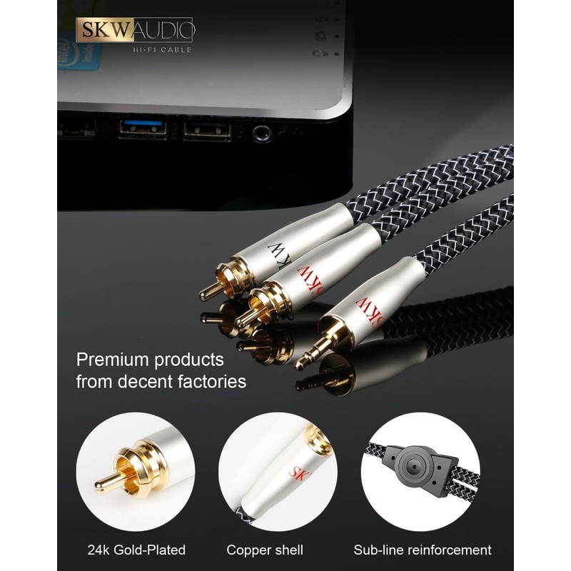 SKW High End 3.5 mm Jack to RCA Cable, Copper