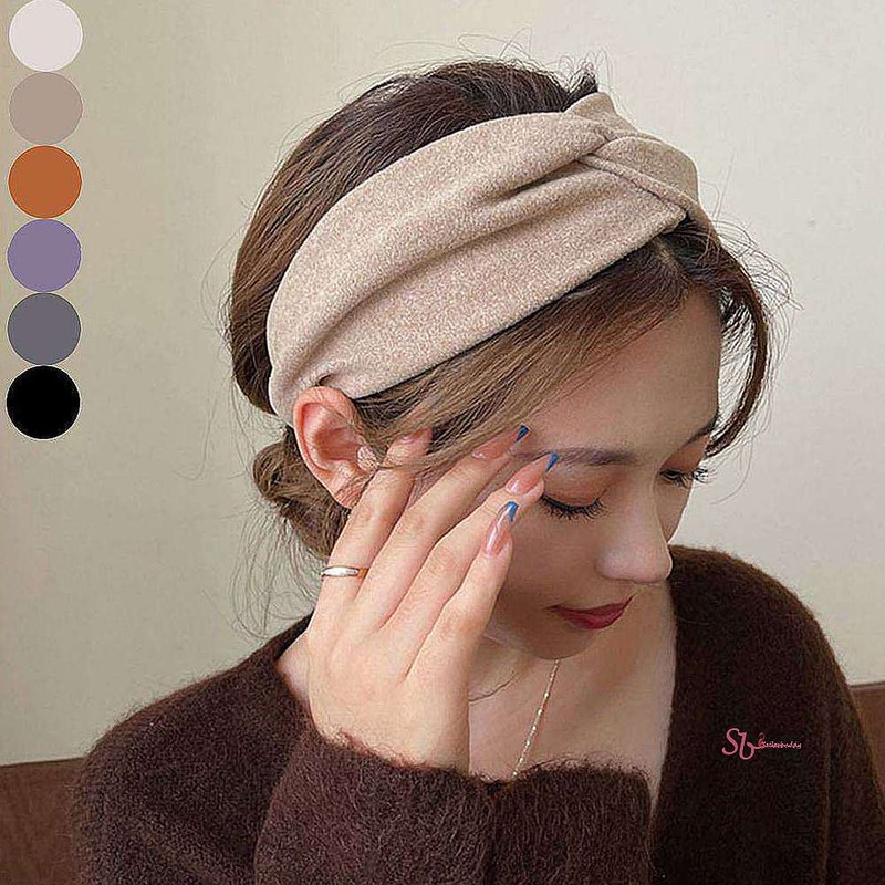셀리스트샵 Women's Twisted Wide Fabric High Elasticity Turban Bandana Hairband