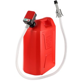FPOWER Automatic Fuel Transfer Pump - AA Battery Powered, Gas Pump With Quick Flow Control & Stop, Extra Long Hose, Portable for Oil, Diesel, Gasoline