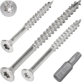 SCREW REBEL Wood Screw Stainless Steel A2 4.5 x 60-200 Pieces with Partial Thread and Sawtooth Thread Cut Tip Torx Drive TX20 Includes S2 Bit