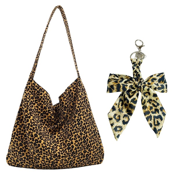 HINFHI 1 Leopard Print Shoulder Bag And 1 Pendant, Large-Capacity