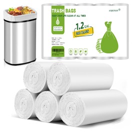1.2 Gallon Small Biodegradable Trash-Bag Mini-Garbage-Bags - White Compostable 200 Count Unscented Little Kitchen 5l Can For Wastebasket Liners Thick Stron Car Acqkunlo