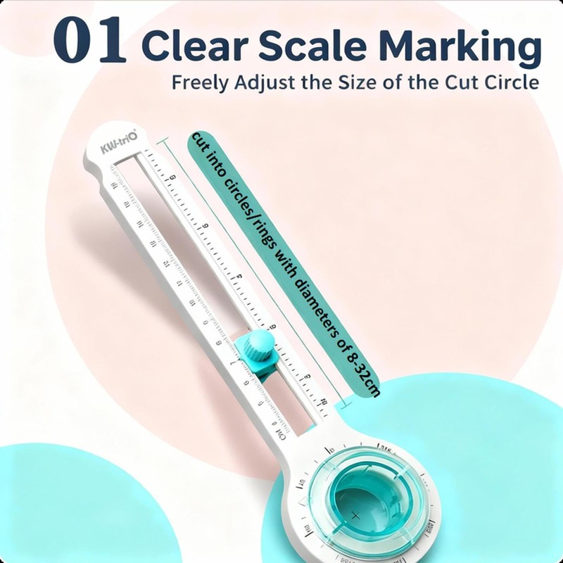 Circle Cutter, Adjustable Circle Paper Cutter with 1 Replacement Blades,