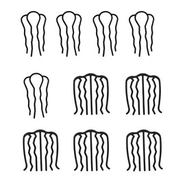 BRIIKPP Party Wrap Combs, Set of 10, Inner Hair Accessories, Hair Ornament, Easy Hair Tie-Up, For Weddings, Graduation Ceremonies, Banquets, Securely Fixed, Metal, For Large Hair (Black)
