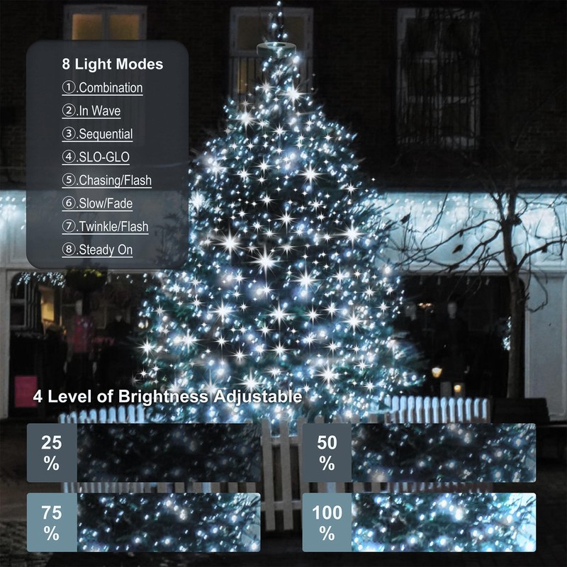 aneeway Christmas Tree Lights Cold White, 400LED 2m 16 Strands