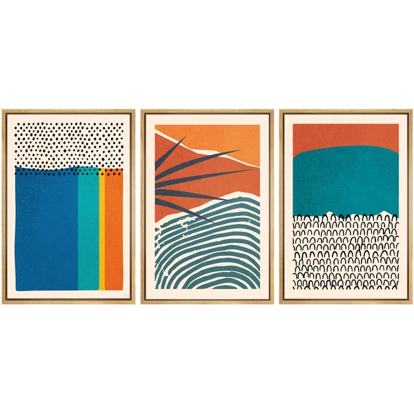 SIGNWIN Framed Canvas Print Wall Art Set Vibrant Tropical Palm