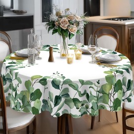 Eikione Round Tablecloth 70inch, Summer Floral Tablecloth Waterproof and Wrinkle-Free, Table Covers, Summer Decorations for Home