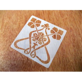 Art Nouveau Style Flower No.2 Tile Crafting Stencil 15cm Reusable Mylar upcycling, Tile Craft.