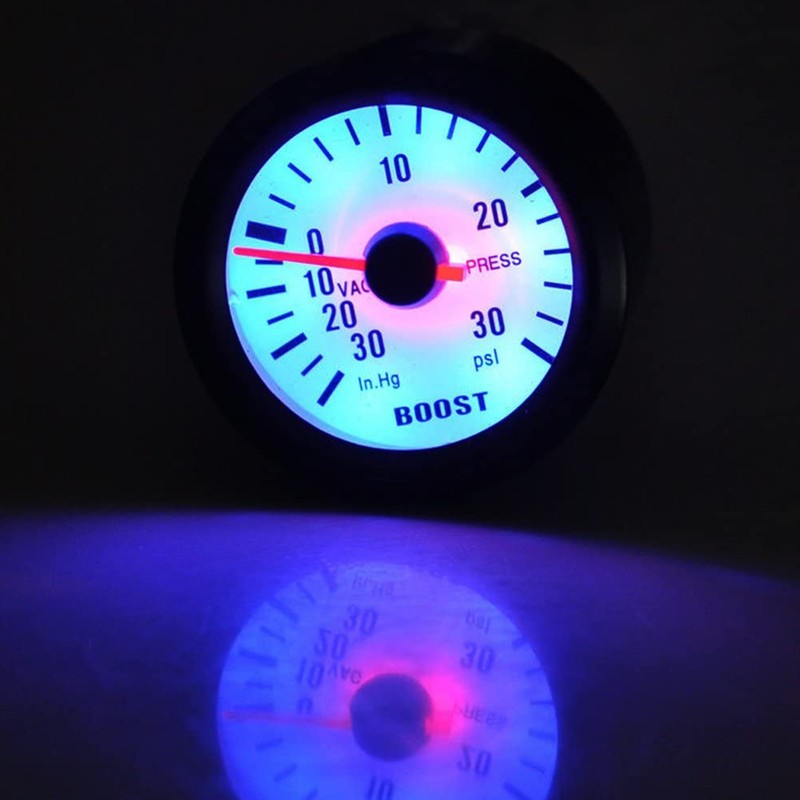 Universal Boost Pointer Gauge Vacuum Pressure Meter 0‑30PSI 12V Blue