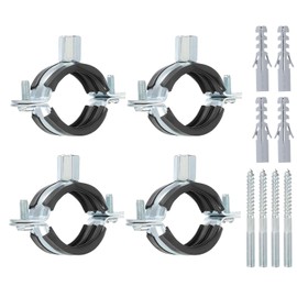 PATIKIL 1.5"-1.7"/38-44mm Split Ring Pipe Hanger, 4 Pcs Heavy Duty Adjustable Pipe Bracket Clamp Galvanized Iron Wall Ceiling Mount Pipe Strap Support with Screws & Expansion Tube, Black