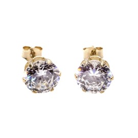 Arranview Jewellery 6mm CZ solitaire stud earrings in 9ct yellow gold