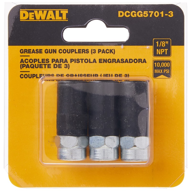 DEWALT Grease Gun Coupler, Heavy Duty, NPT, 1/8-Inch, 3-Pack (DCGG5701-3)