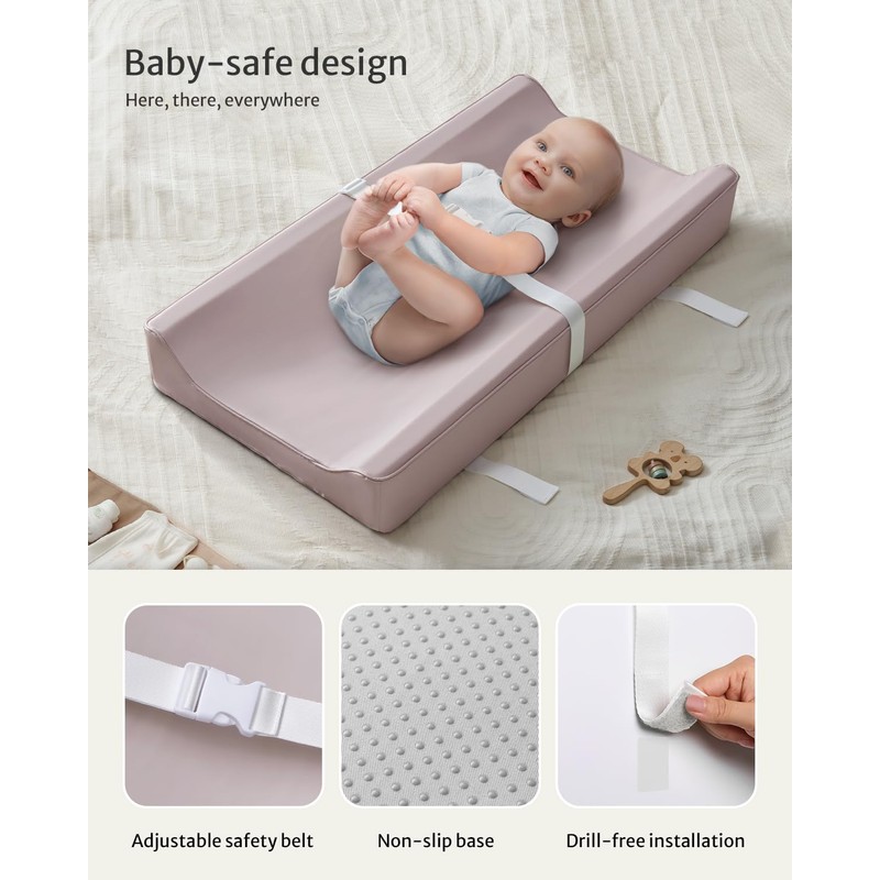 Blissful Diary Vegan Leather Baby Changing Pad with Waterproof &