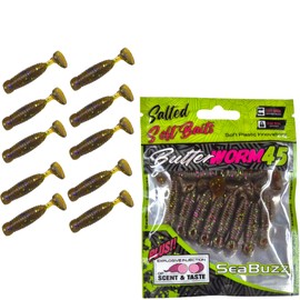 SEABUZZ Rubber Fish Fishing Lure Set Butter Worm 10 Pieces x 45 mm - Pike Trout Zander Rubber Bait - Perch Catfish Artificial Bait - Predator Fish Fishing Set - Freshwater and Saltwater Fishing