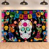 Banner Dia de Muertos,Fondo de Calavera 180×100cm,Decoracion Dia de Muertos