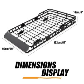 64" x 39" Heavy Duty Roof Rack Rooftop Cargo Carrier Basket,Universal Car Top Luggage Holder roof Rack Fits for SUV and Pick Up Truck,550lb Capacity