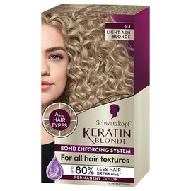 Schwarzkopf Schwarzkopf Keratin Color Permanent Hair Color Cream, 9.1 Light Ash Blonde, 1 Kit