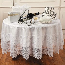 Yizunnu White Lace Tablecloth Rectangle Round Vintage Table Cloth Cover Party Wedding Diameter 70inch