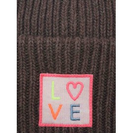 Zwillingsherz Slouch Beanie Hat with Cashmere - High-Quality Knitted Hat with Love Patch for Women Girls Boys - Hat - One Size - Warm and Soft for Spring Autumn and Winter, dark beige