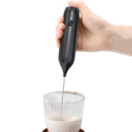 FOUNCY Milk Frother, Electric Whisk, Hand Mixer, Battery-Powered Coffee Maker, Black